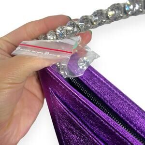 L'Alingi Metallic Love Heart Purple Crystal Clutch Bag